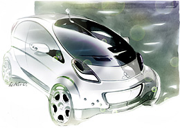 Prototype i-MiEV shown at Geneve Motor Show sketch Source Mitsubishi